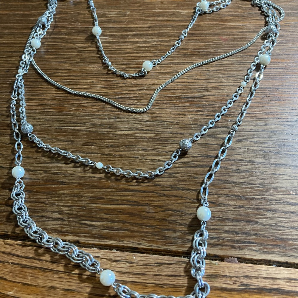 4 strand silver tone necklace